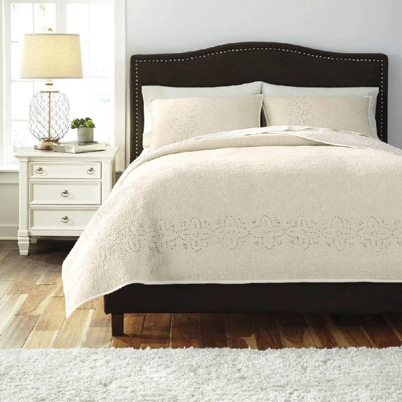 Down - filled comforters for supreme warmth and lightnessSignature Designs by Ashley Taupe 3-piece Comforter Set