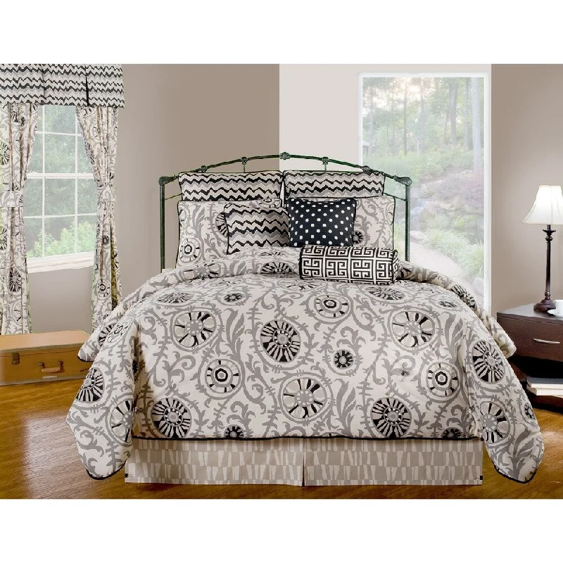 Cotton - filled comforters for a breathable and natural sleep experienceSoho grey suzani mini comforter set