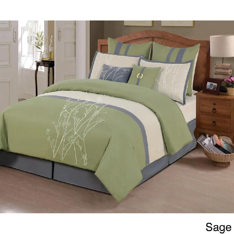 Queen - size comforters for standard queen - sized mattresses'Taylor' 8-piece Embroidered Comforter Set