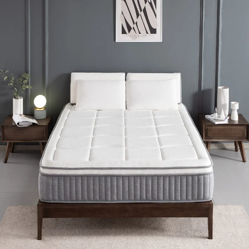 Natural latex and organic cotton blend mattressesTwin Mattress12 Inch Euro Top Hybrid Mattress, Gel Memory Foam with Pocket Spring Mattress in a Box