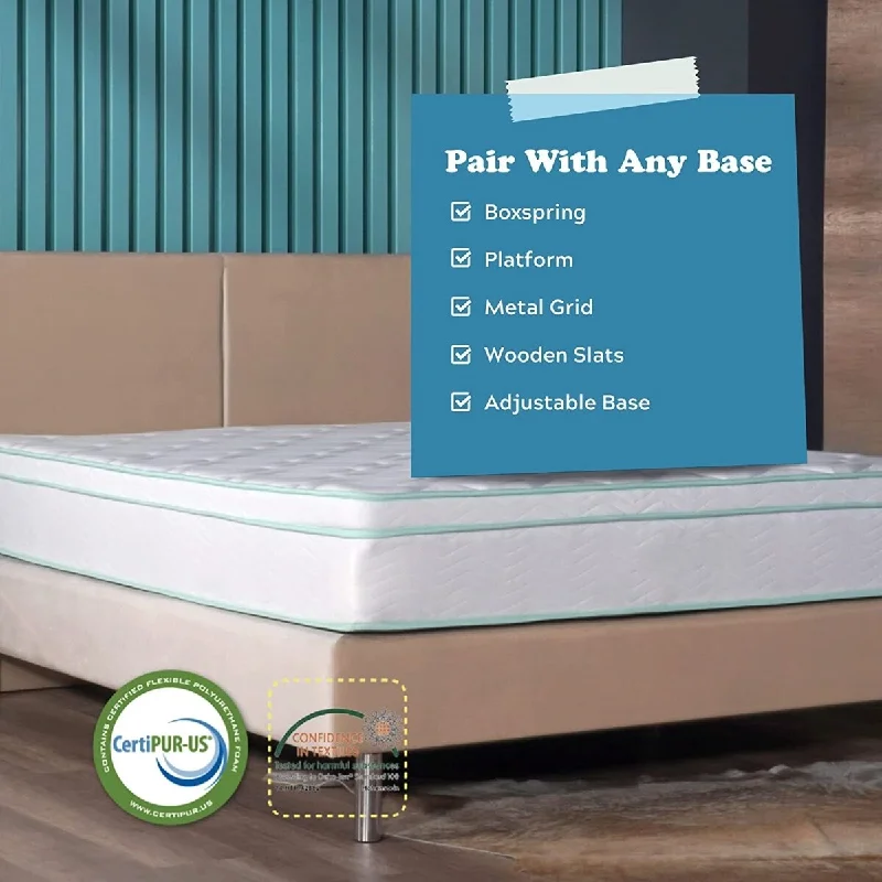 Hybrid mattresses combining foam and innerspring technologyTwin XL Size- 10-inch Cool Gel Memory Foam Innerspring Hybrid Mattress