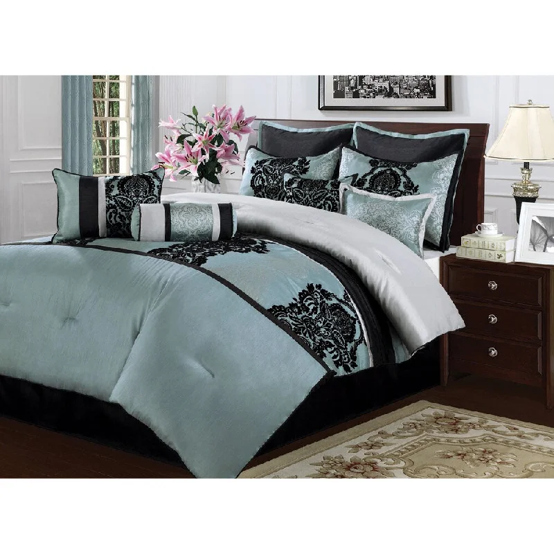 Queen - size comforters for standard queen - sized mattressesVentian 10-piece Comforter Set - Black/Silver