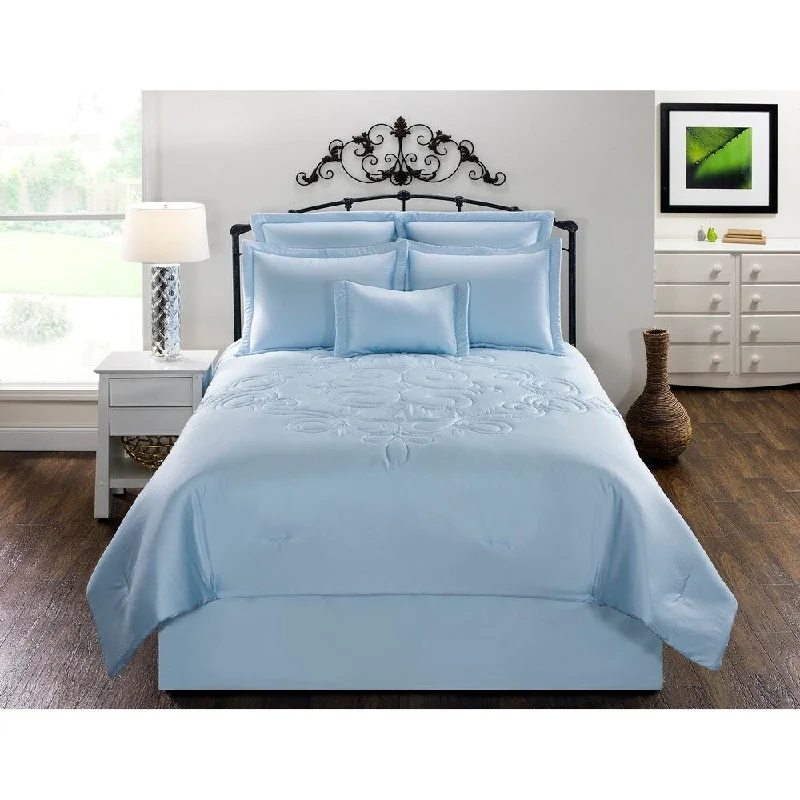 Silk - filled comforters for a luxurious and smooth touchWaldorf Solid Blue Cotton comforter set